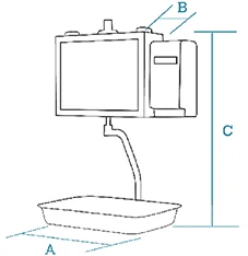 Dimension drawing of the Dibal DX-5255 hanging linerless scale