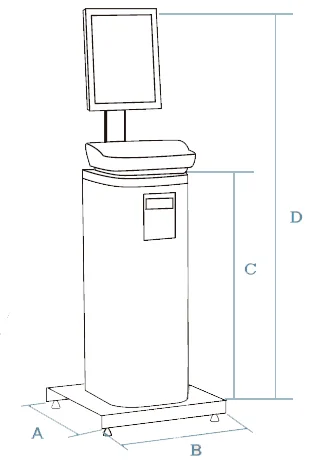 Dimension drawing of the Dibal DX-5255 totem scale