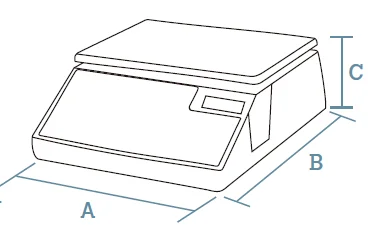 Dimension drawing of the Dibal W-025 flat scale