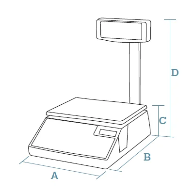 Dimension drawing of the Dibal W-025 pole scale