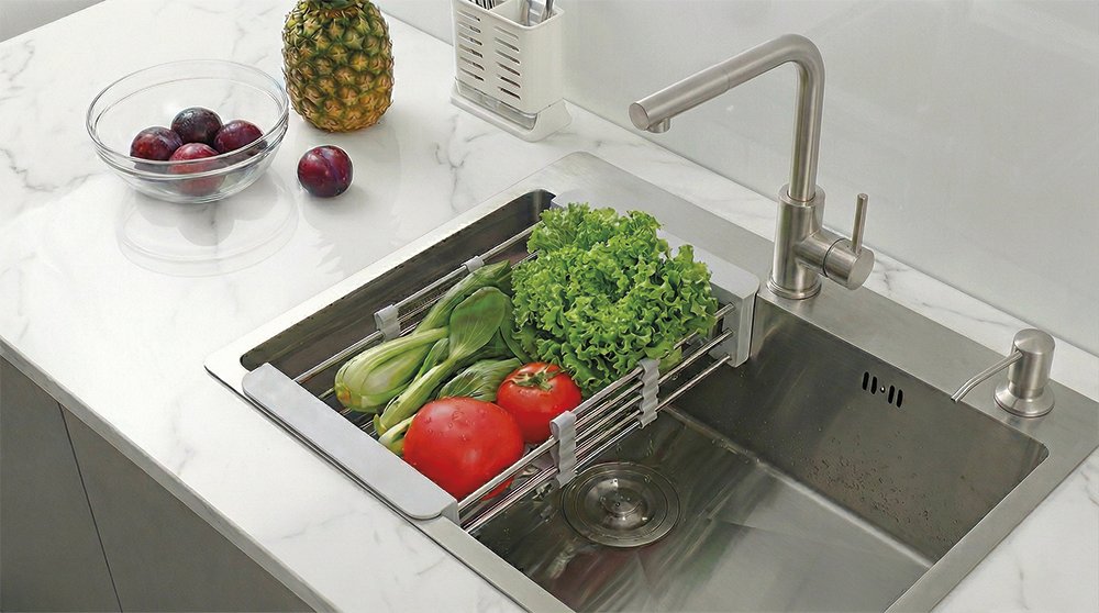 Escurridor extensible de acero inoxidable para fregadero Fricosmos