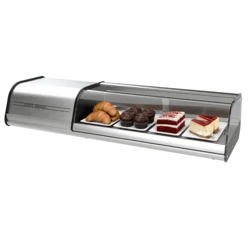 Expositor refrigerado de barra Infrico VEP 4 P con postres expuestos