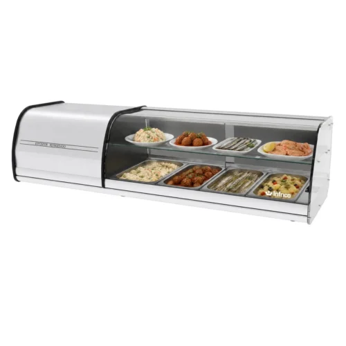 Expositor de tapas Infrico VET 4 DP con producto expuesto