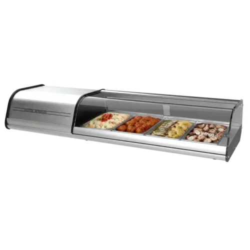 Expositor de tapas Infrico VET 4 P con producto expuesto