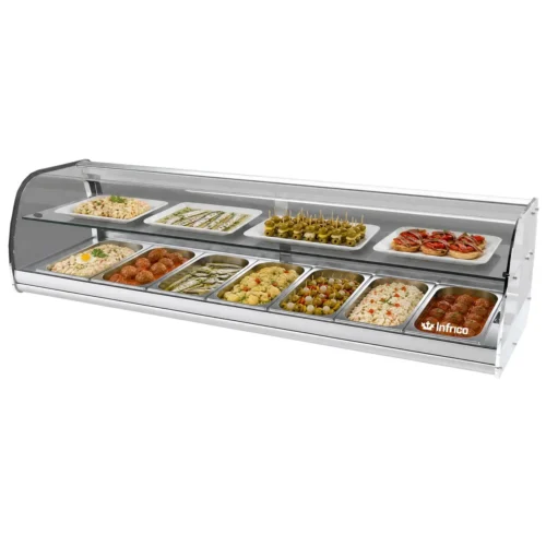 Infrico VET 7 DP GR tapas display case with food on display