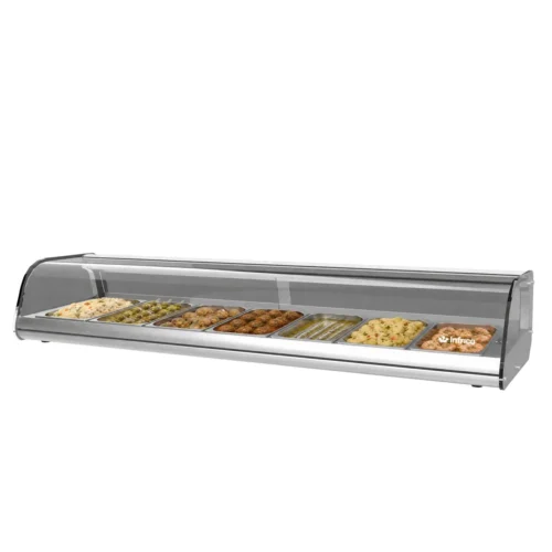 Infrico VET 7 P GR tapas display case with food on display