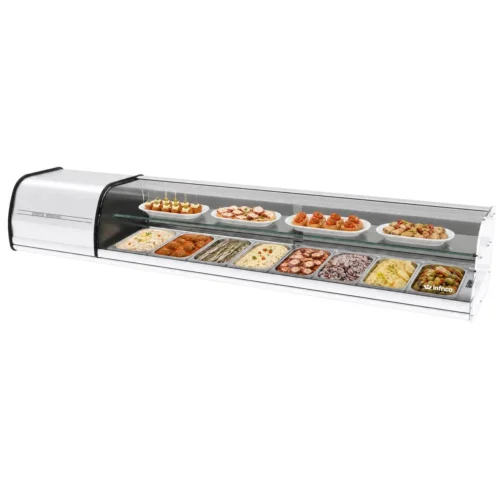 Expositor de tapas Infrico VET 8 DP con producto expuesto