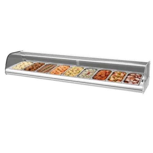 Infrico VET 9 P GR tapas display case with food on display