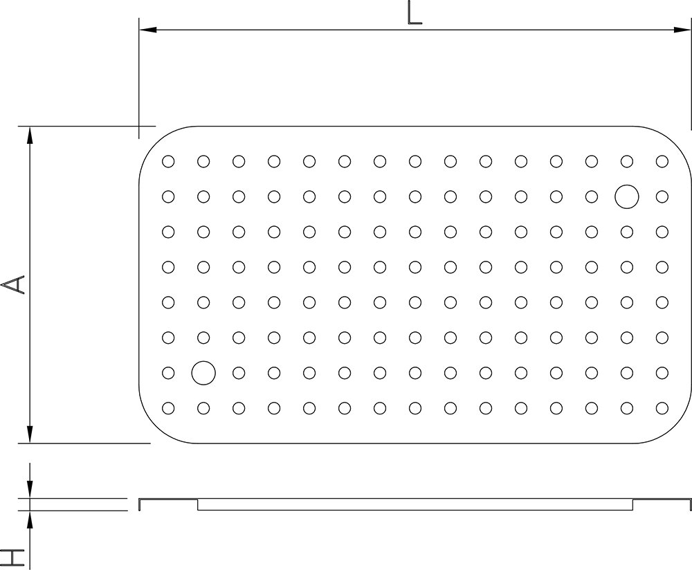 Dibujo técnico: Fondo perforado para cubeta Gastronorm de polipropileno Fricosmos GN 1/1