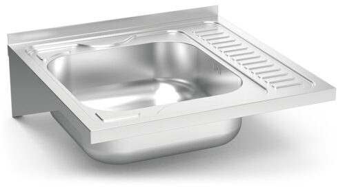 Fregadero colgante con cartelas escurridor derecha Serie 6.6 Compact Fricosmos 600x600 mm