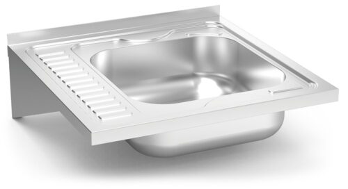 Fregadero colgante con cartelas escurridor izquierda Serie 6.6 Compact Fricosmos 600x600 mm