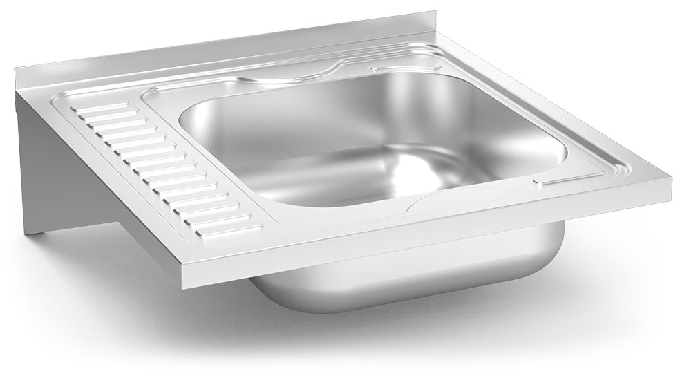 Fregadero colgante con cartelas escurridor izquierda Serie 6.6 Compact Fricosmos 600x600 mm