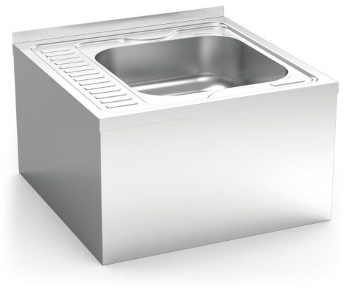 Fregadero colgante con faldón escurridor izquierda Serie 6.6 Compact Fricosmos 600x600 mm