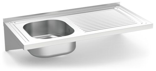 Fregadero inox colgante con cartelas serie 500 1 cubeta 1 escurridor derecha Fricosmos 800x500 mm