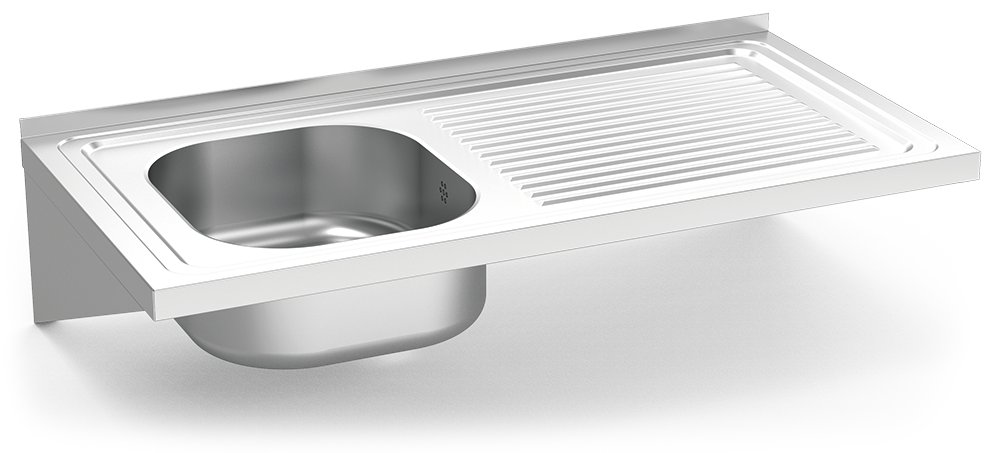 Fregadero inox colgante con cartelas serie 500 1 cubeta 1 escurridor derecha Fricosmos 800x500 mm