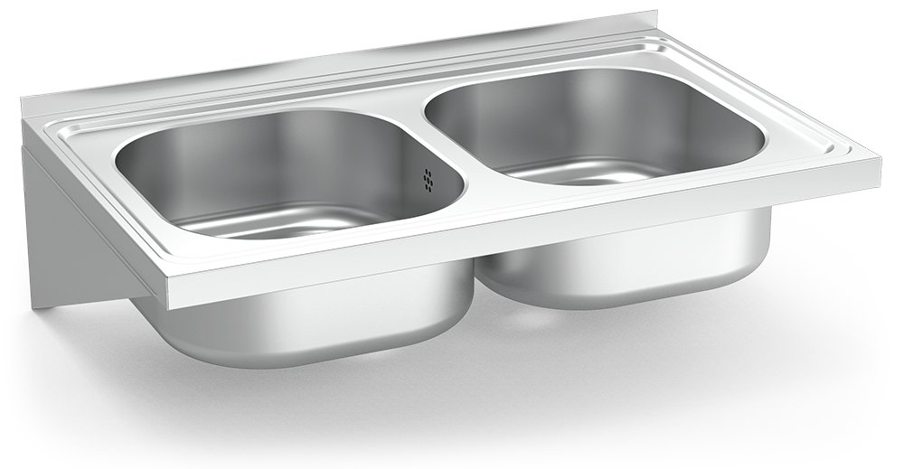 Fregadero inox colgante con cartelas serie 500 2 cubetas Fricosmos 800x500 mm