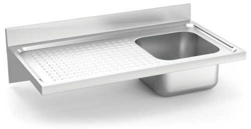 Fregadero inox colgante con cartelas serie 550 1 cubeta 1 escurridor izquierda Fricosmos 1000x550 mm