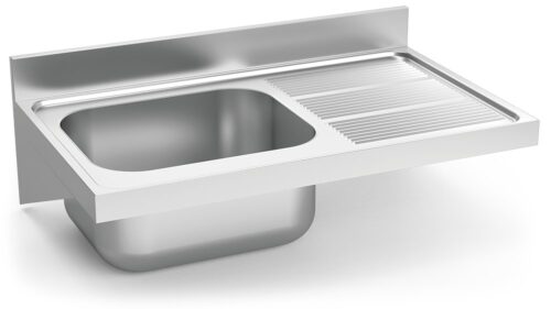 Fregadero inox colgante con cartelas serie 600 1 cubeta 1 escurridor derecha Fricosmos 1000x600 mm