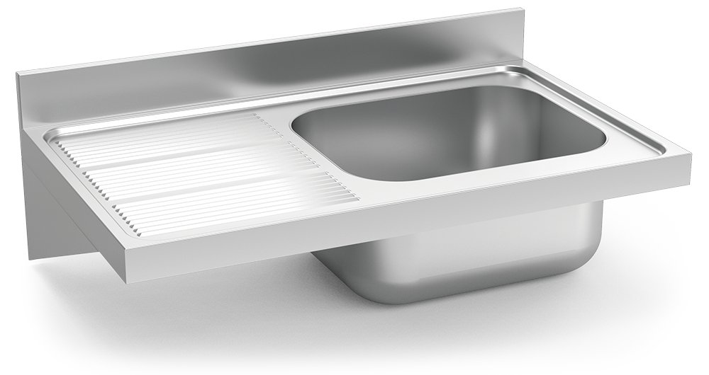 Fregadero inox colgante con cartelas serie 600 1 cubeta 1 escurridor izquierda Fricosmos 1000x600 mm