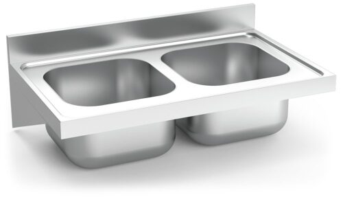 Fregadero inox colgante con cartelas serie 600 2 cubetas Fricosmos 1000x600 mm