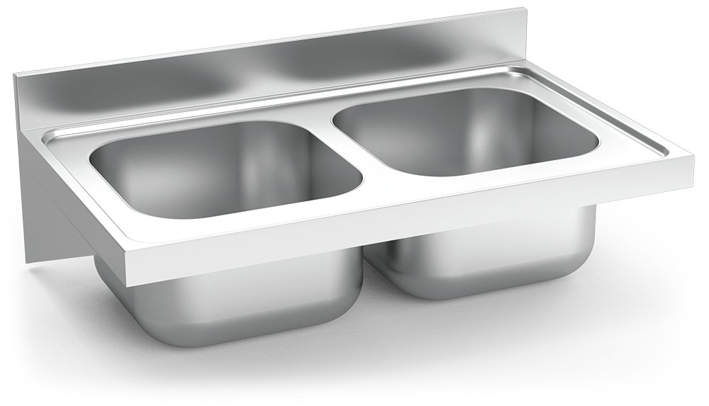 Fregadero inox colgante con cartelas serie 600 2 cubetas Fricosmos 1000x600 mm