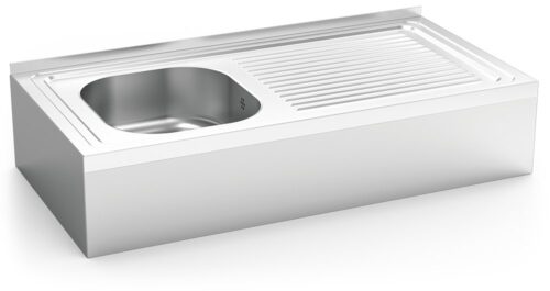 Fregadero inox colgante con faldón serie 500 1 cubeta 1 escurridor derecha Fricosmos 800x500 mm