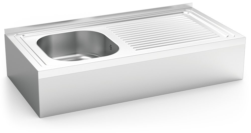 Fregadero inox colgante con faldón serie 500 1 cubeta 1 escurridor derecha Fricosmos 800x500 mm