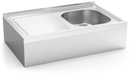 Fregadero inox colgante con faldón serie 500 1 cubeta 1 escurridor izquierda Fricosmos 800x500 mm