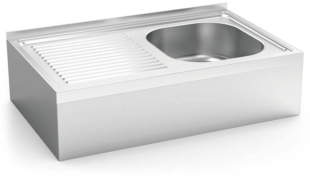 Fregadero inox colgante con faldón serie 500 1 cubeta 1 escurridor izquierda Fricosmos 800x500 mm