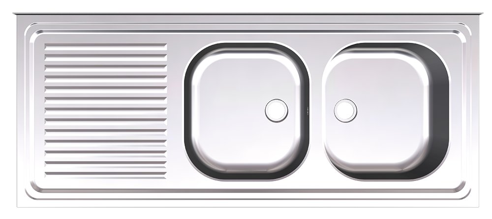 Fregadero inox colgante con faldón serie 500 2 cubetas 1 escurridor izquierda Fricosmos 1200x500 mm