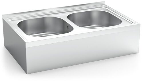 Fregadero inox colgante con faldón serie 500 2 cubetas Fricosmos 800x500 mm