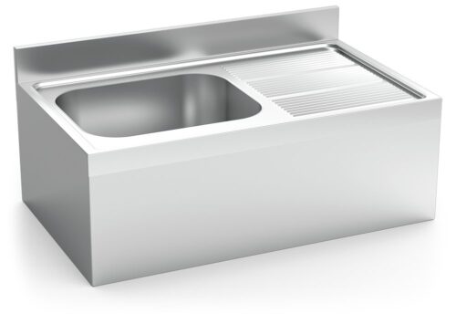 Fregadero inox colgante con faldón serie 600 1 cubeta 1 escurridor derecha Fricosmos 1000x600 mm