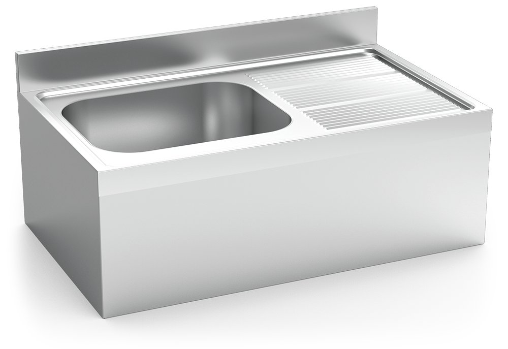 Fregadero inox colgante con faldón serie 600 1 cubeta 1 escurridor derecha Fricosmos 1000x600 mm