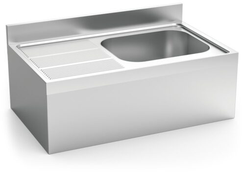 Fregadero inox colgante con faldón serie 600 1 cubeta 1 escurridor izquierda Fricosmos 1000x600 mm