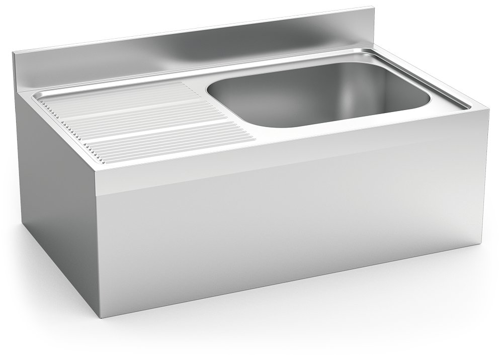 Fregadero inox colgante con faldón serie 700 1 cubeta 1 escurridor izquierda Fricosmos 1000x700 mm