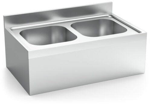 Fregadero inox colgante con faldón serie 700 2 cubetas Fricosmos 1000x700 mm