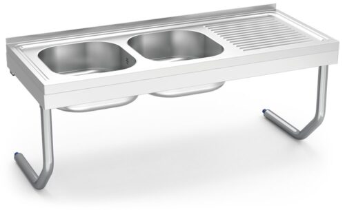 Fregadero inox colgante con palomillas serie 500 2 cubetas 1 escurridor derecha Fricosmos 1200x500 mm