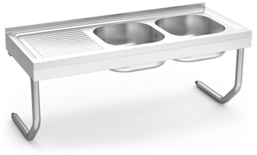 Fregadero inox colgante con palomillas serie 500 2 cubetas 1 escurridor izquierda Fricosmos 1200x500 mm