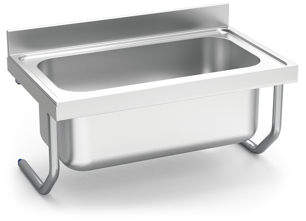 Fregadero inox colgante con palomillas serie 600 1 cubeta gran capacidad Fricosmos 1000x600 mm