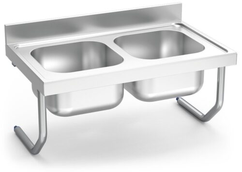 Fregadero inox colgante con palomillas serie 600 2 cubetas Fricosmos 1000x600 mm