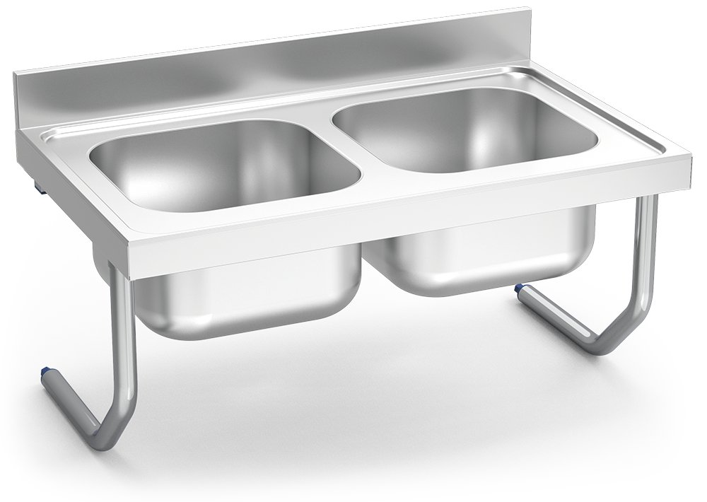 Fregadero inox colgante con palomillas serie 700 2 cubetas Fricosmos 1000x700 mm