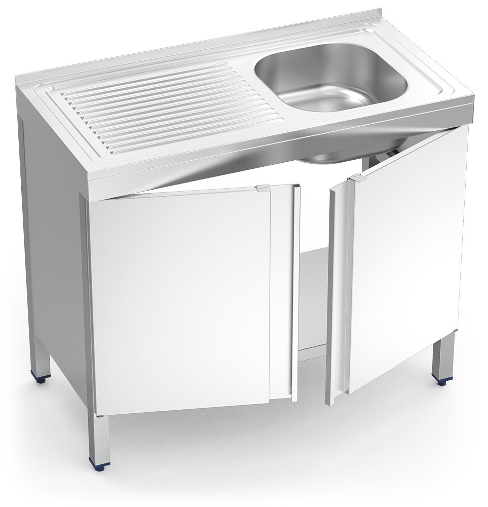 Fregadero inox con puertas abatibles serie 500 1 cubeta 1 escurridor izquierda Fricosmos 800x500 mm