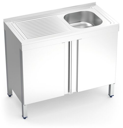 Fregadero inox con puertas abatibles serie 500 1 cubeta 1 escurridor izquierda Fricosmos 800x500 mm