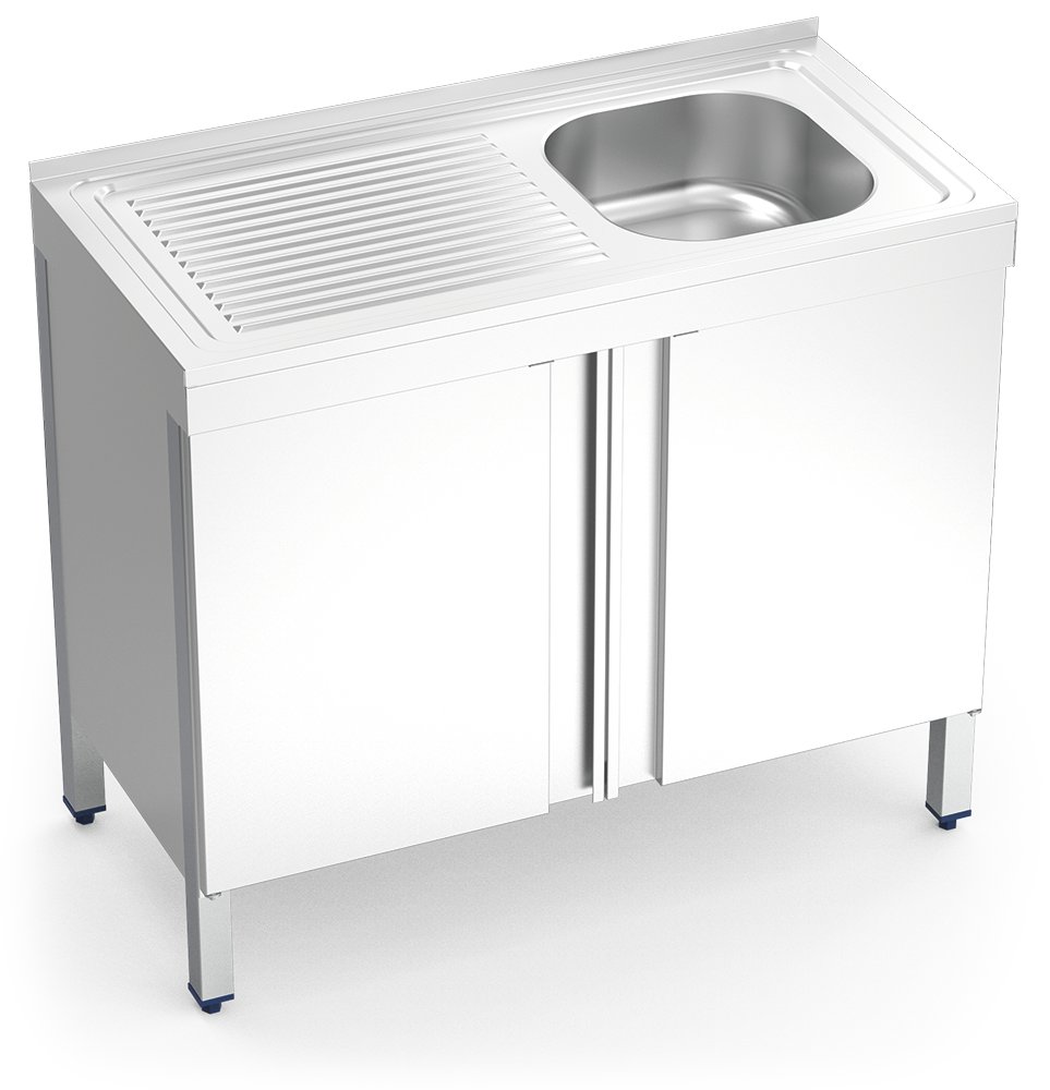 Fregadero inox con puertas abatibles serie 500 1 cubeta 1 escurridor izquierda Fricosmos 800x500 mm