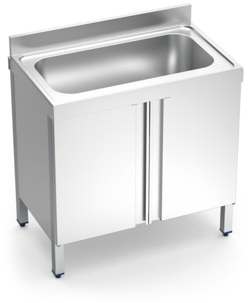 Fregadero inox con puertas abatibles serie 600 1 cubeta gran capacidad Fricosmos 1000x600 mm