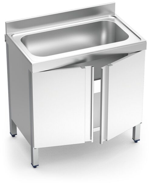 Fregadero inox con puertas abatibles serie 700 1 cubeta gran capacidad Fricosmos 1200x700 mm