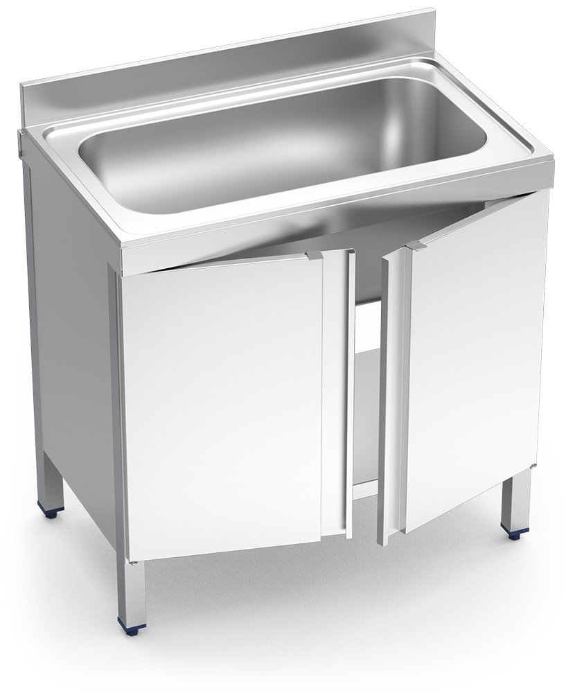 Fregadero inox con puertas abatibles serie 700 1 cubeta gran capacidad Fricosmos 1200x700 mm