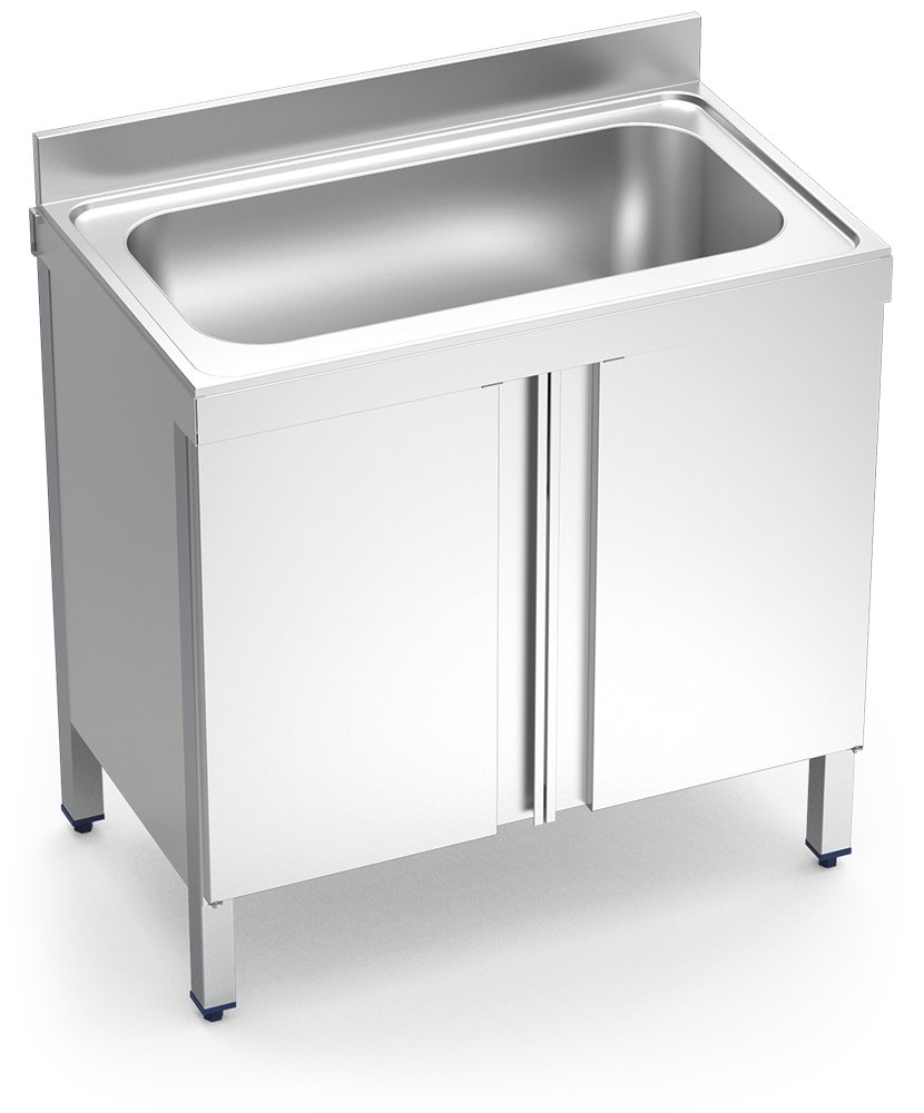 Fregadero inox con puertas abatibles serie 700 1 cubeta gran capacidad Fricosmos 1000x700 mm