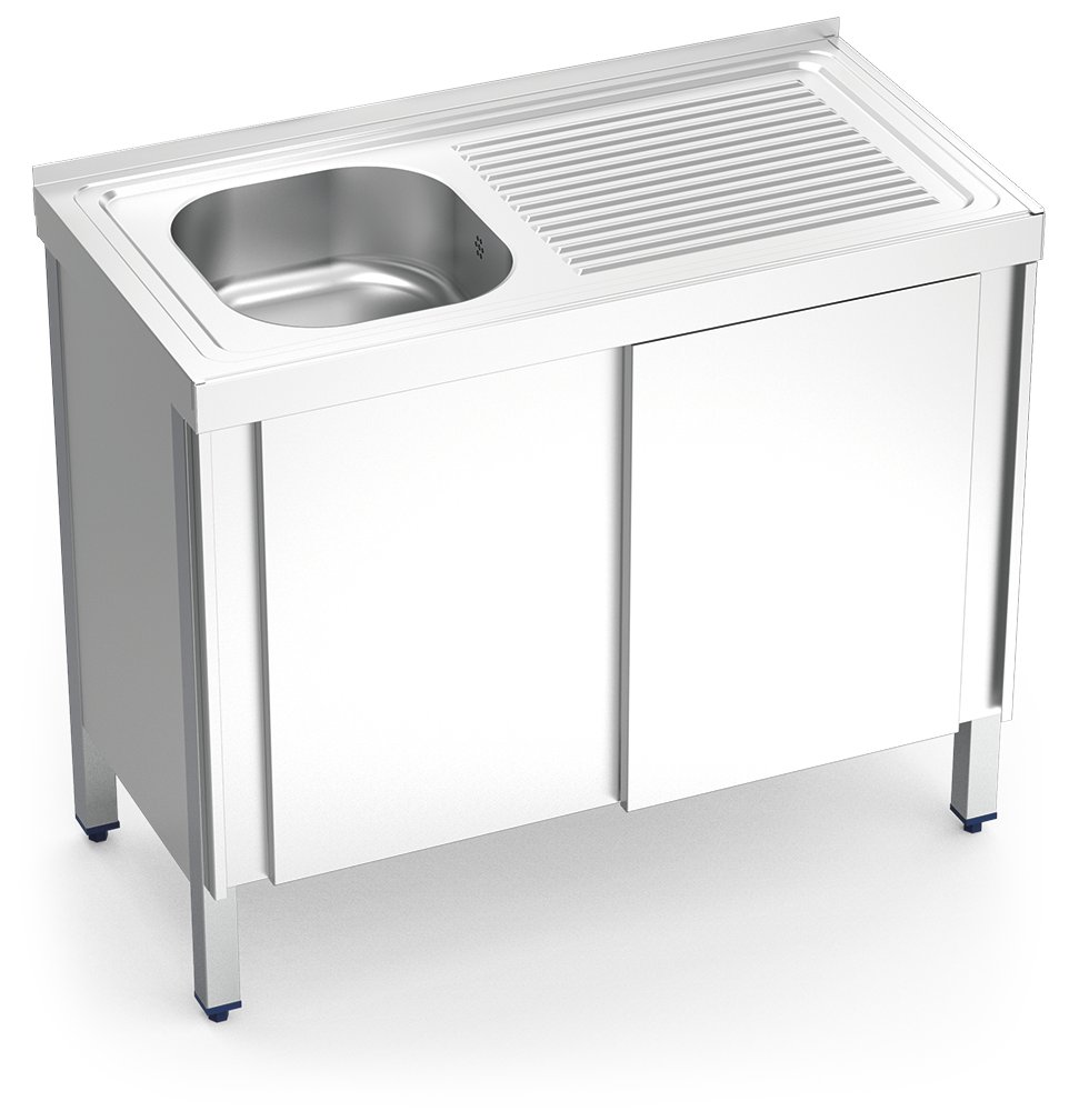 Fregadero inox con puertas correderas serie 500 1 cubeta 1 escurridor derecha Fricosmos 800x500 mm