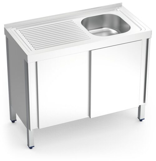 Fregadero inox con puertas correderas serie 500 1 cubeta 1 escurridor izquierda Fricosmos 800x500 mm